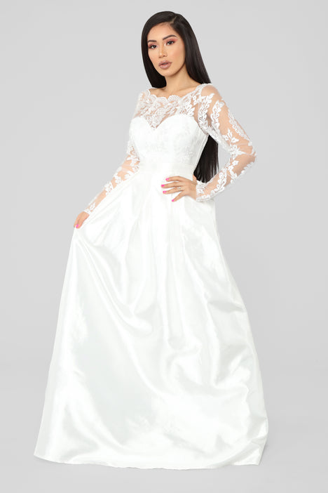 Say Yes Lace Embroidered Gown - Ivory ...